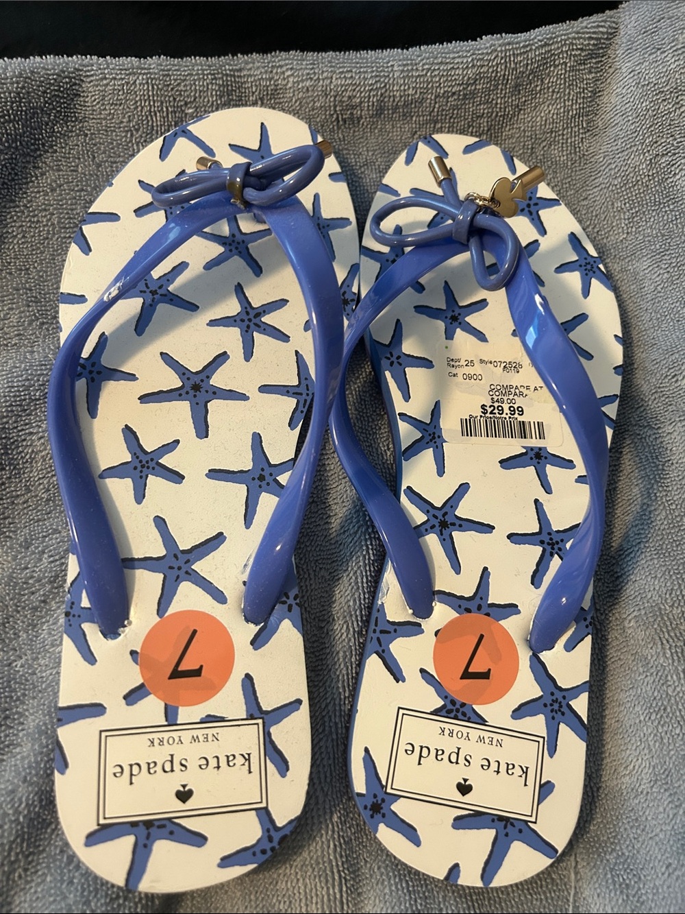 Kate Spade New York Blue Starfish Flip Flops